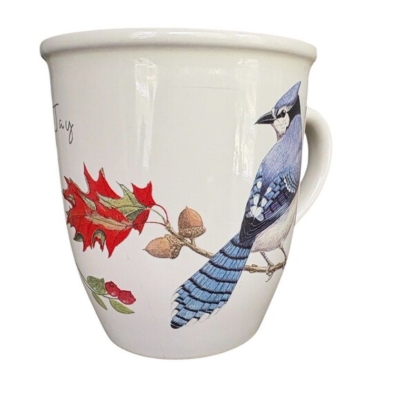CJ Wildlife Mug Blue Jay Bird Falls Leaves Acorn Caterpillar 12oz Coffee Tea - Picture 5 of 9